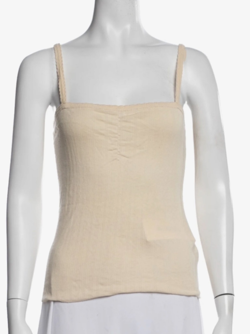 DÔEN Square Neckline Sleeveless Kami camisole Tank Top Cotton Beige Ivory S